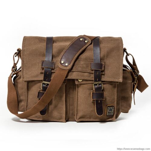 Canvas Crossbody Messenger Bags - Coffee