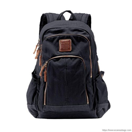 Canvas Backpack With Laptop Compartment - Black