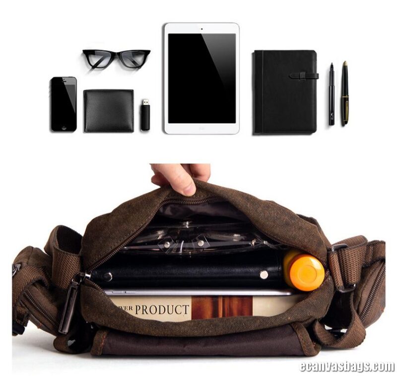 Canvas Crossbody Bag With Pockets - Image 9