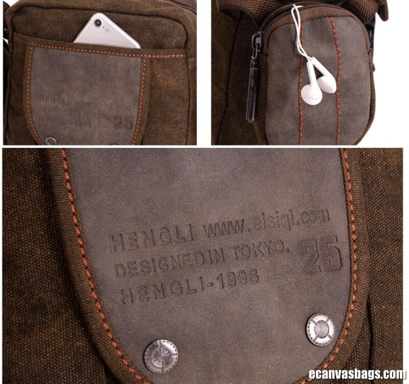 Canvas Crossbody Bag With Pockets - Image 11
