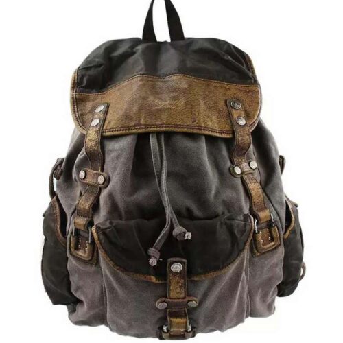 Canvas Backpack With Leather Accents