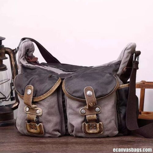 Canvas Camera Bag With Leather Accents