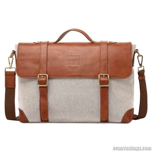 Canvas Messenger Bag With Leather